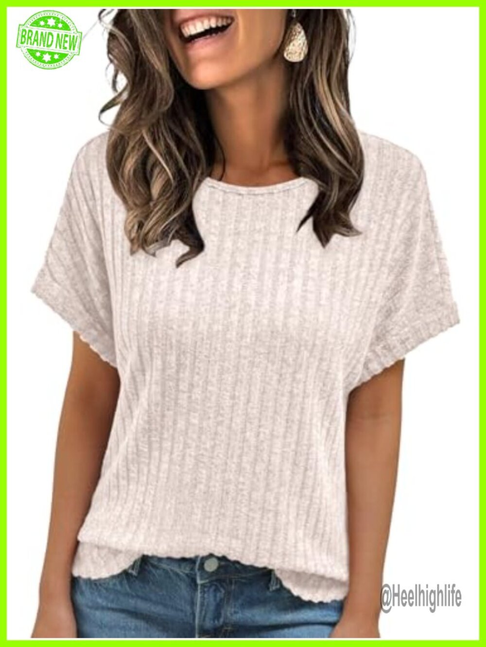Womens Short Sleeve Crew Neck Tunic Top Lightweight Soft Knit Casual